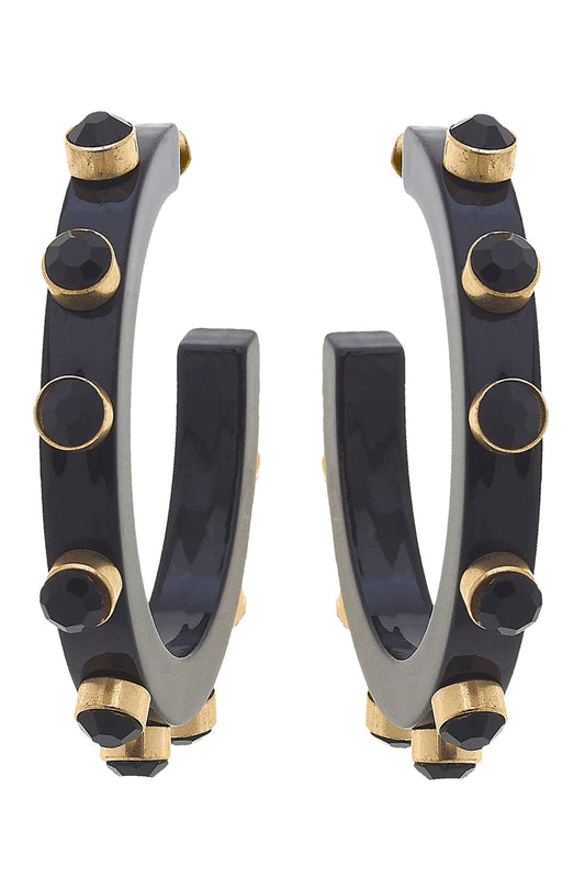 Renee Resin and Rhinestone Hoop Earrings