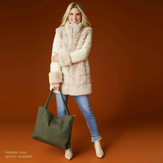 Cabrina Faux Fur Jacket with Puffer Sleeves