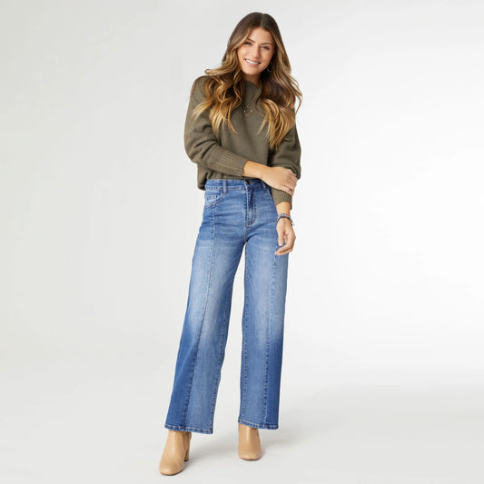 EverStretch Wide Leg Dual Wash - Medium Denim