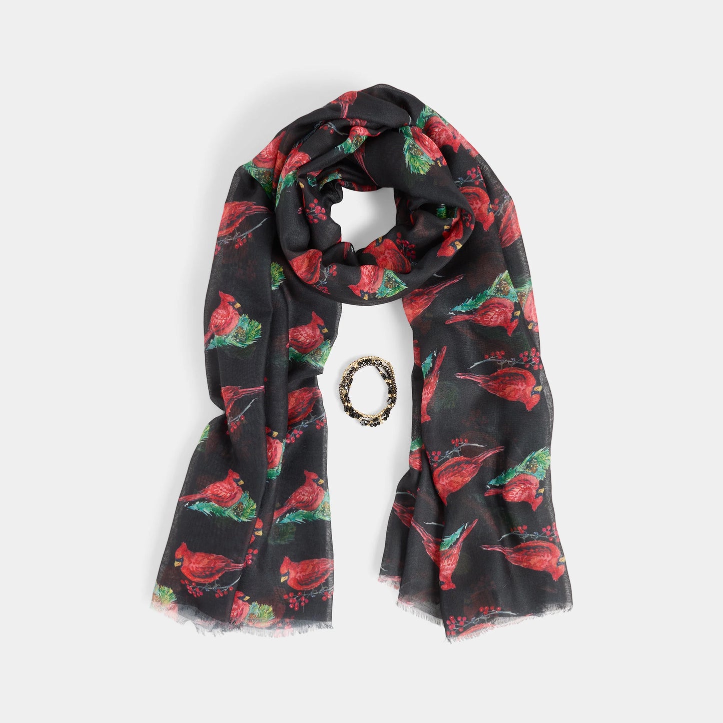 Cardinal Scarf + Bracelet Set