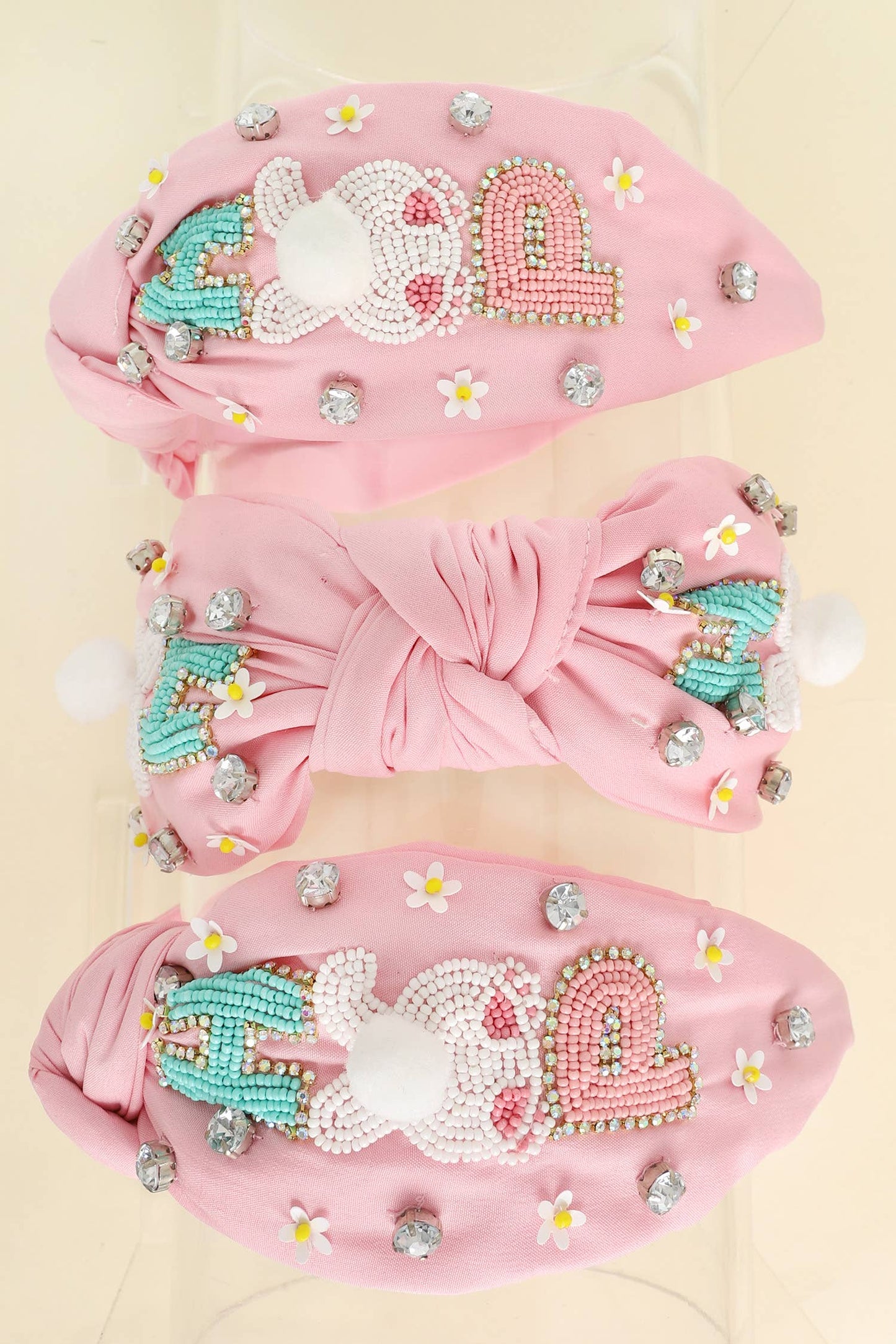 Sophia Collection - Hop Easter Bunny Beaded Top Knotted Headband