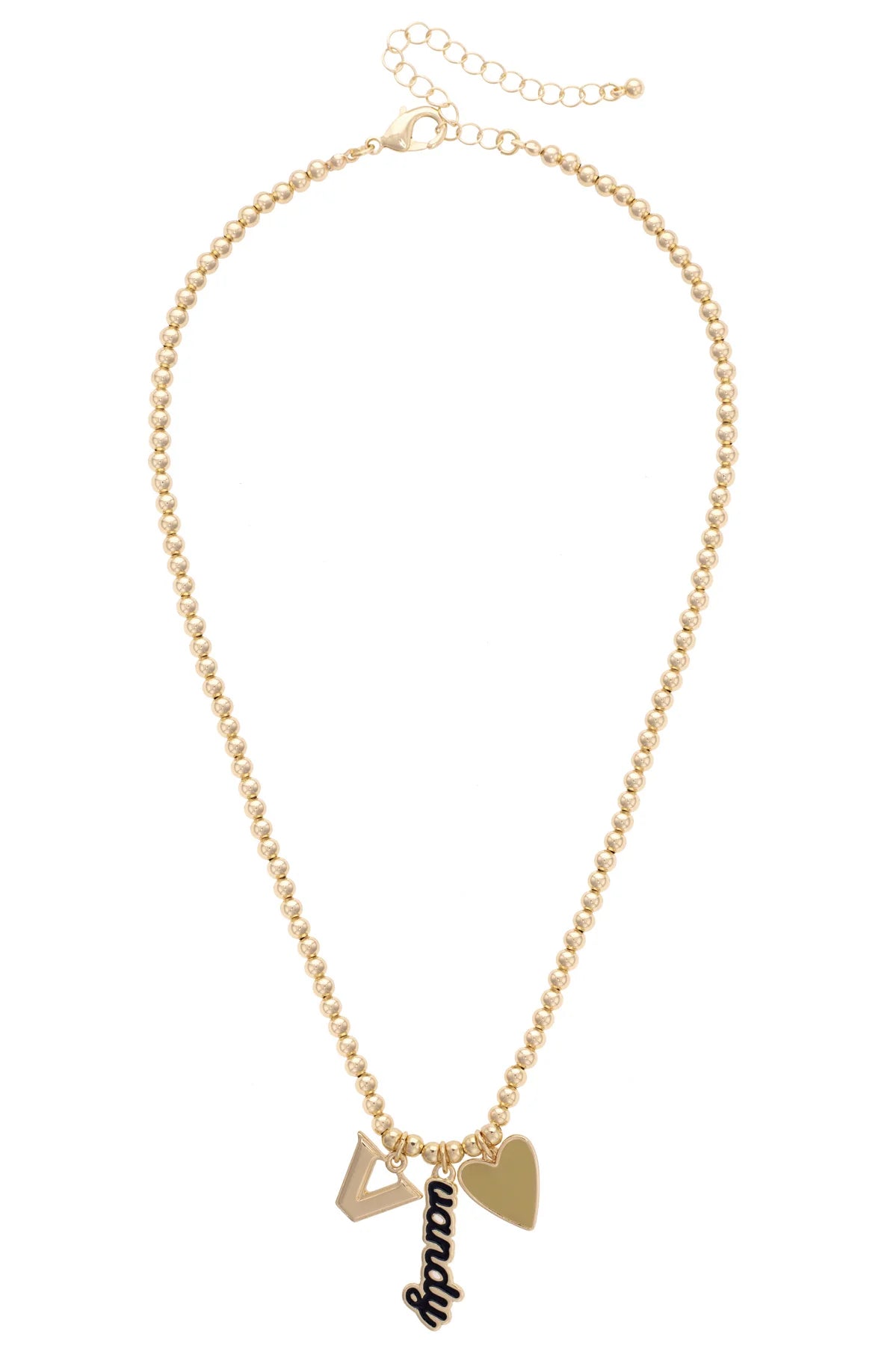 Vanderbilt Commodores Ball Bead Charm Necklace in Shiny Gold