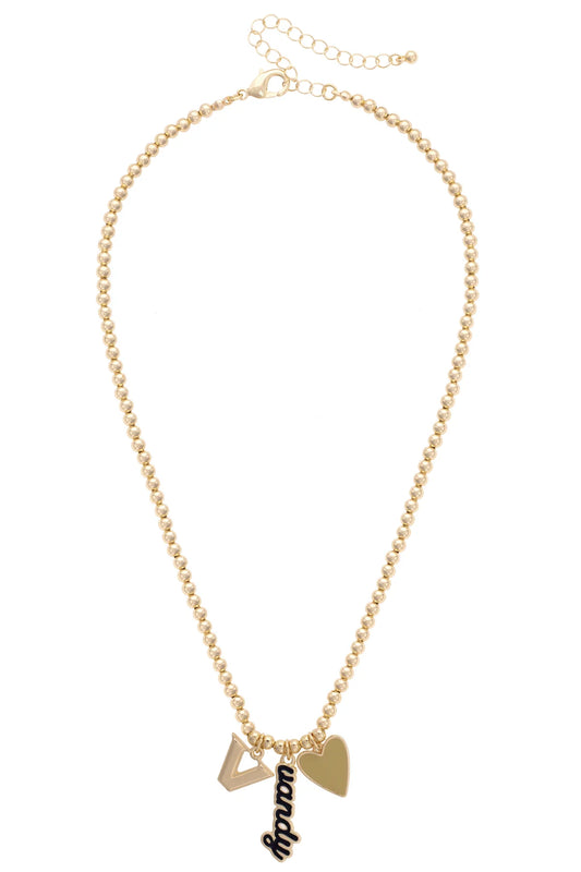 Vanderbilt Commodores Ball Bead Charm Necklace in Shiny Gold