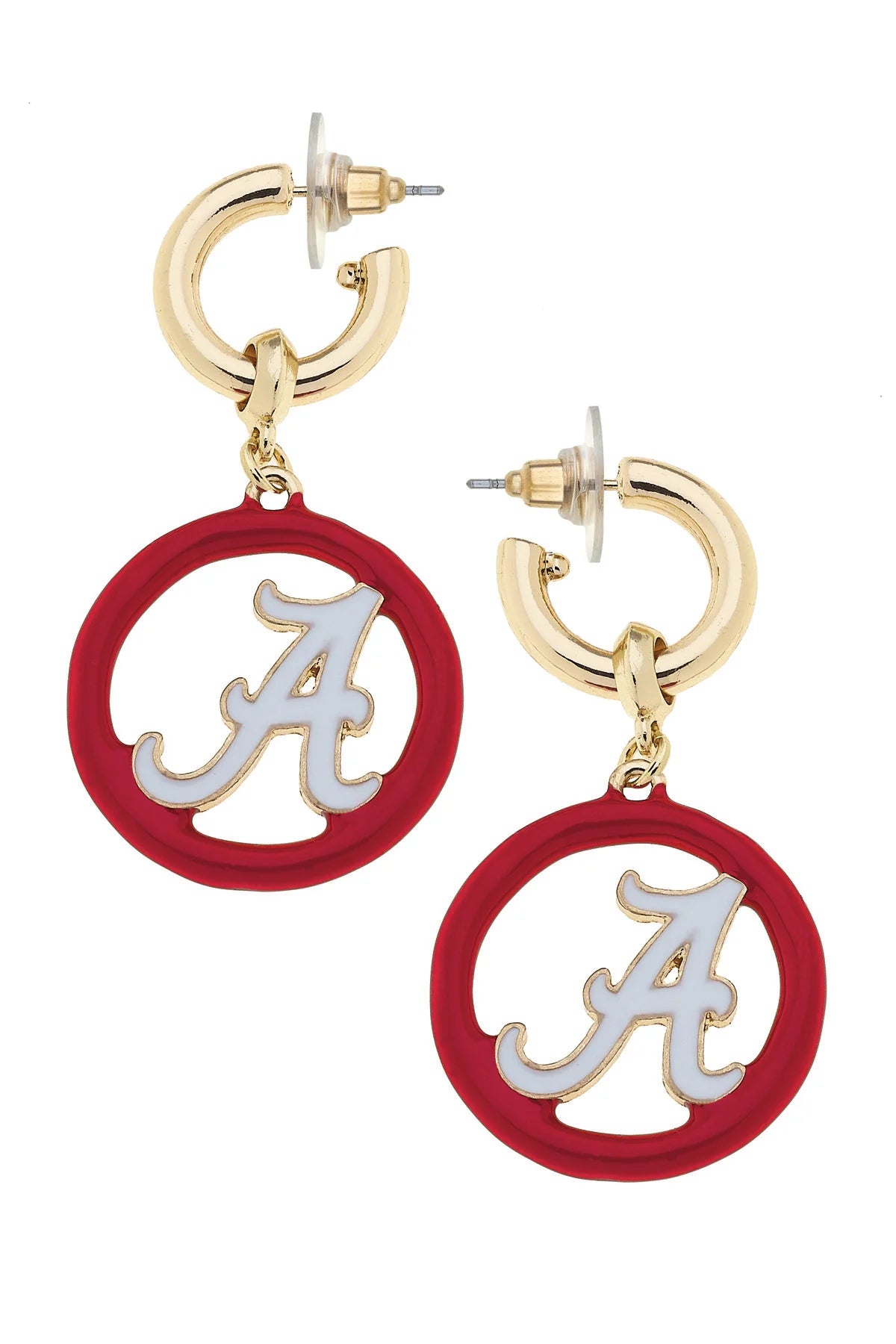 Logo Medallion Drop Hoop Earrings