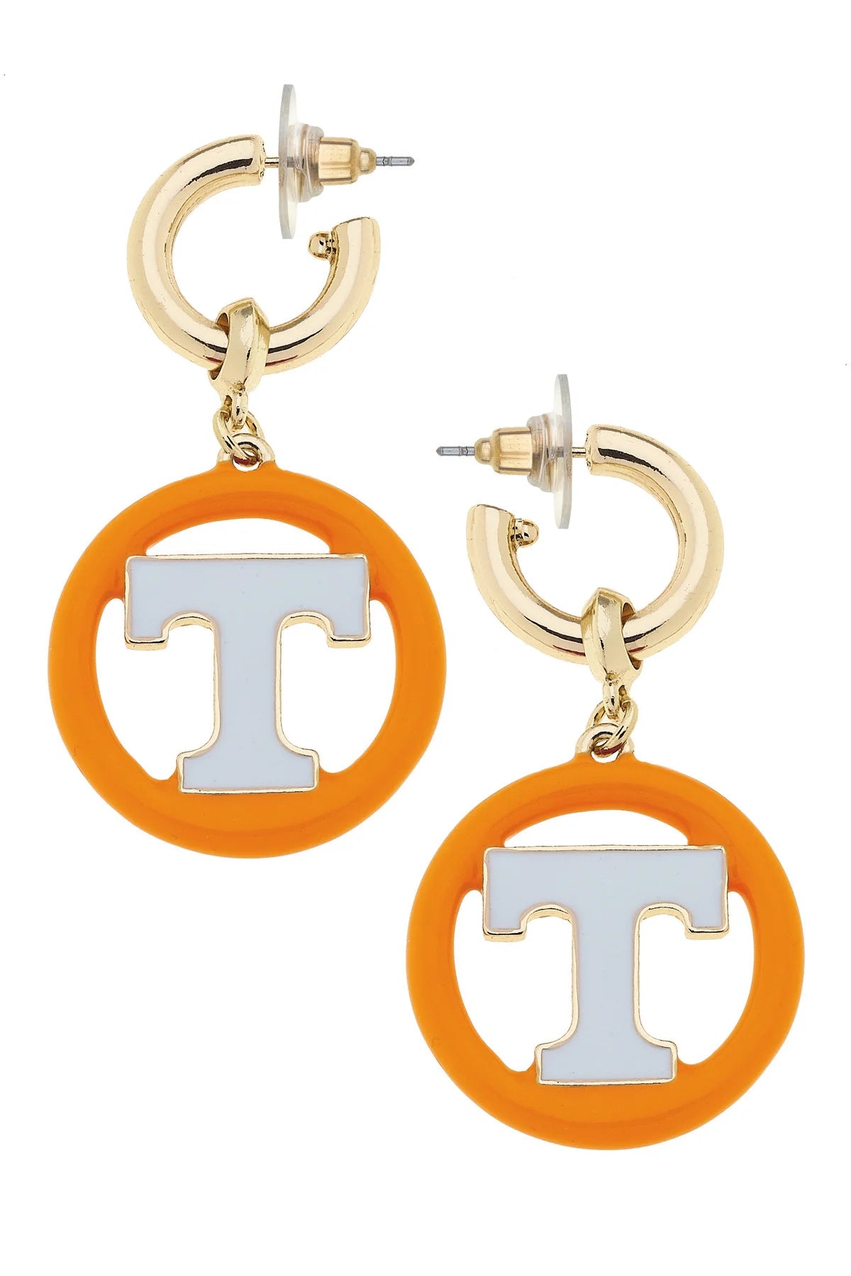 Logo Medallion Drop Hoop Earrings
