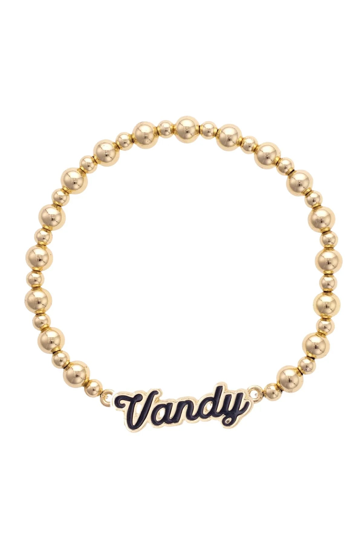 Vanderbilt Commodores Autograph Enamel Stretch Bracelet in Shiny Gold