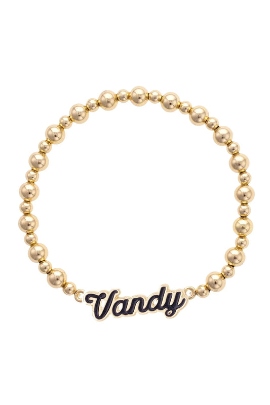Vanderbilt Commodores Autograph Enamel Stretch Bracelet in Shiny Gold
