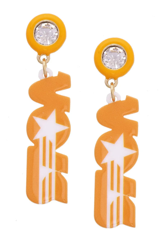 Tennessee Vols Resin Earrings in Orange
