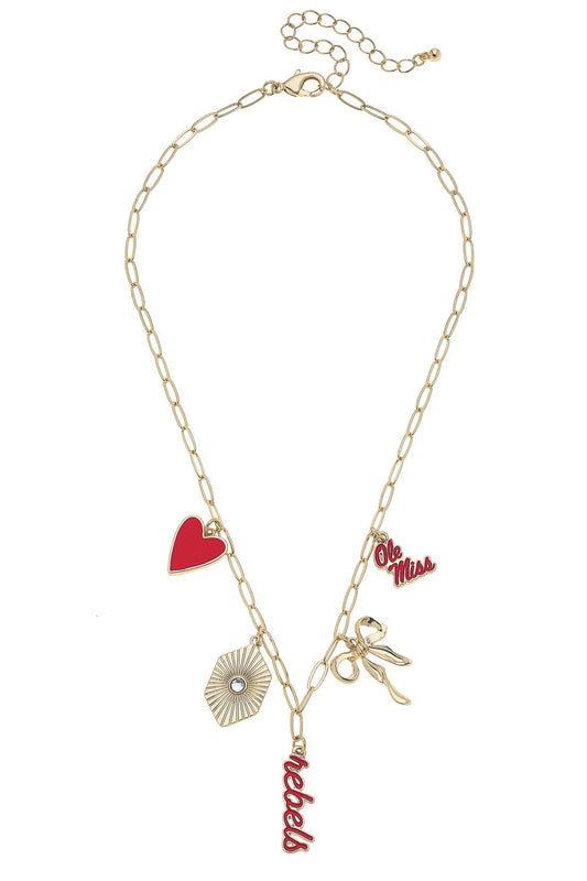 Ole Miss Rebels Paper Clip Charm Collector Necklace in Shiny Gold