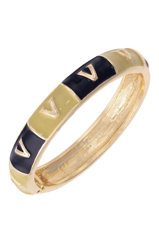 Vanderbilt Commodores Sculpted Enamel Checkered Hinge Bangle in Black/Gold