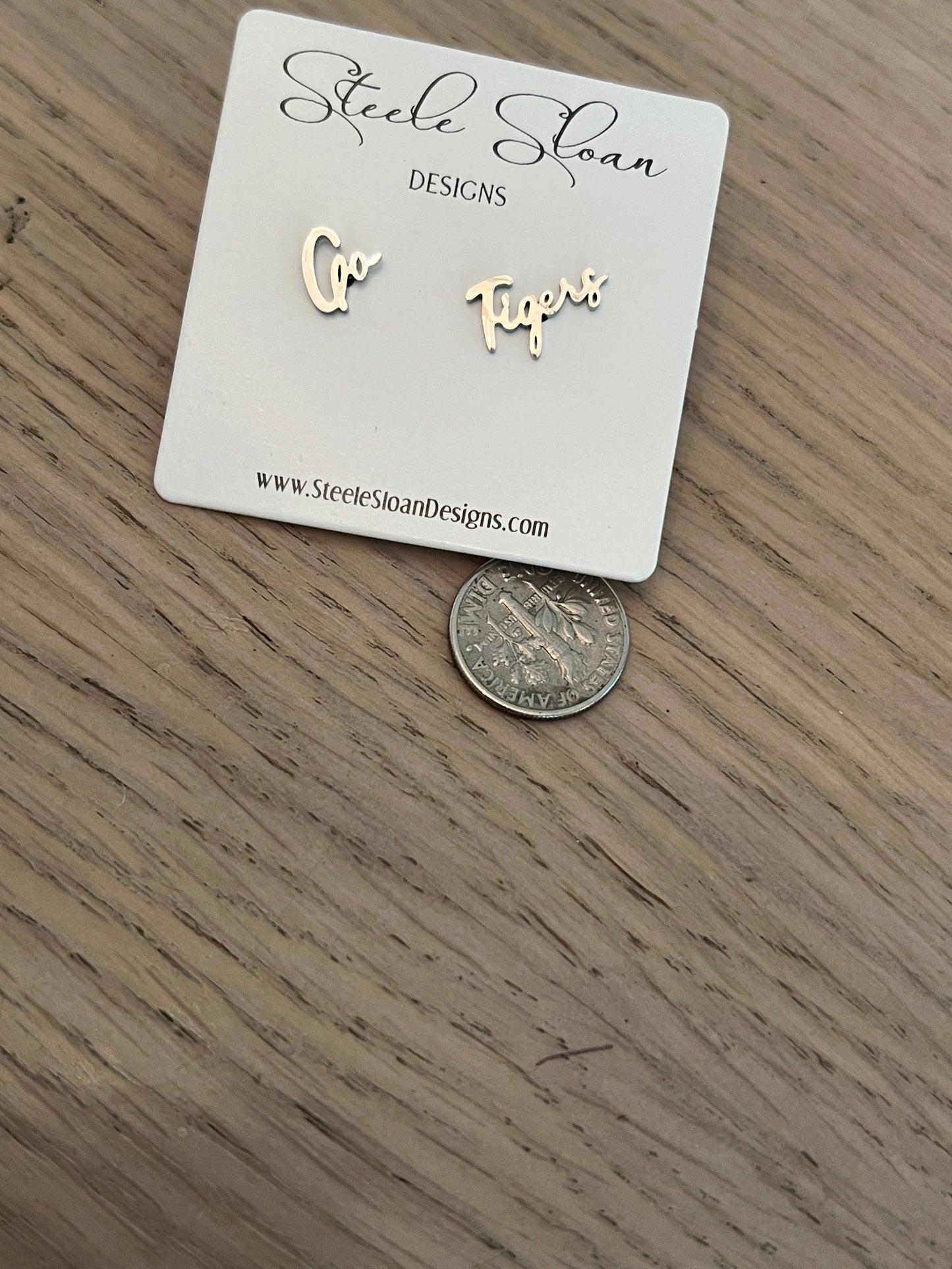 Go Tiger Cute Game Day Stud Earrings -Yellow Gold