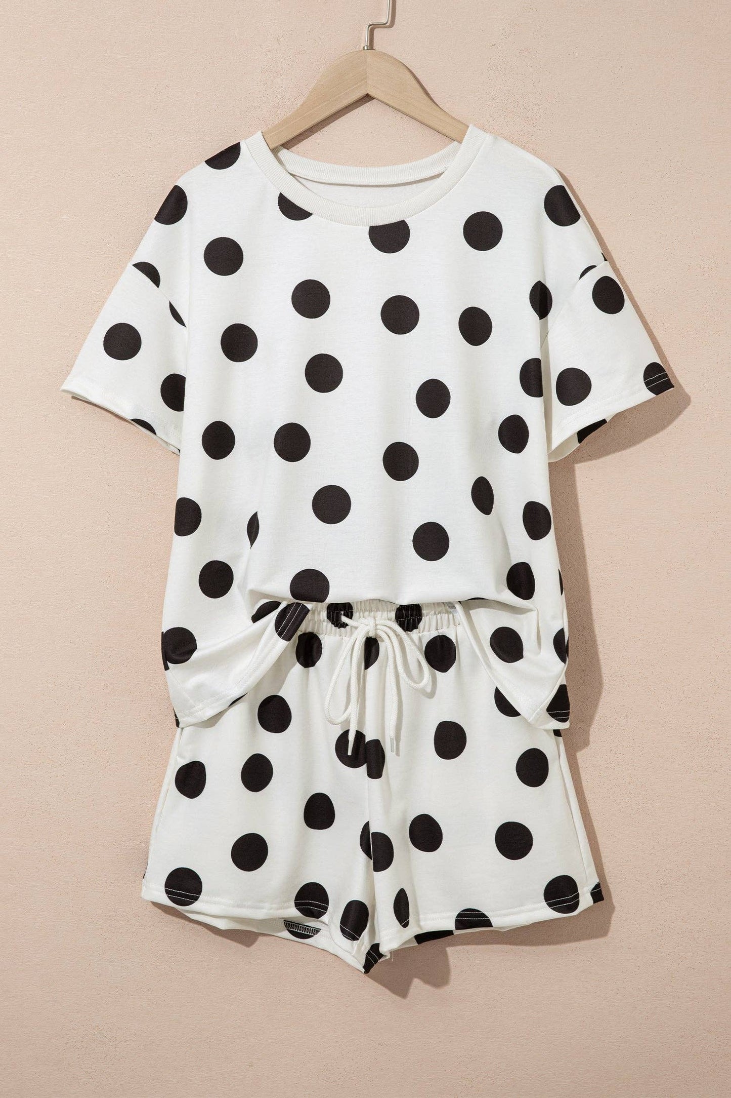 Black Polka Dot Print Short Set