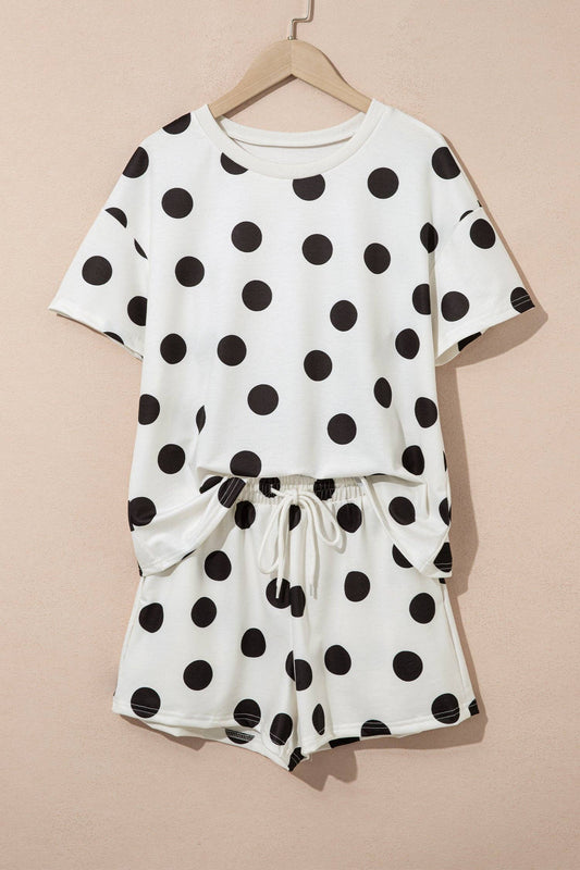 Black Polka Dot Print Short Set