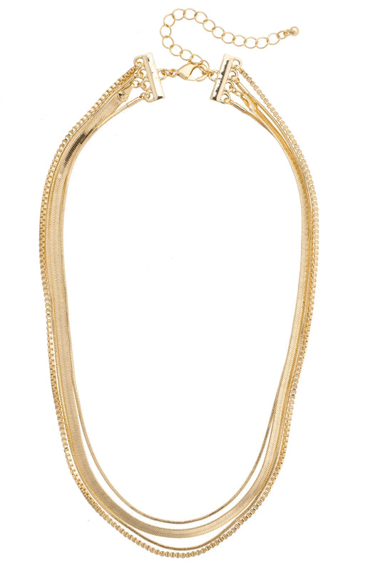 Geneva Layered Chain Necklace in Shiny Gold