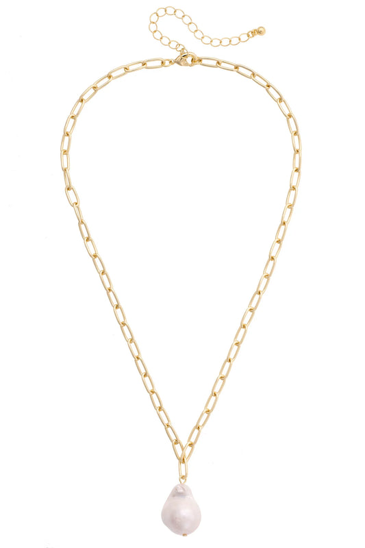 Helena Baroque Pearl Pendant Necklace in Ivory