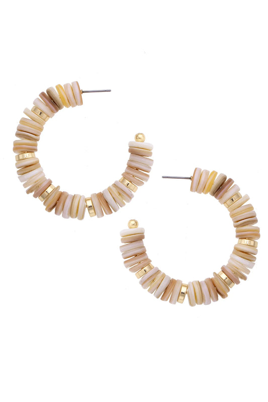 Sophia Shell Hoop Earrings in Natural