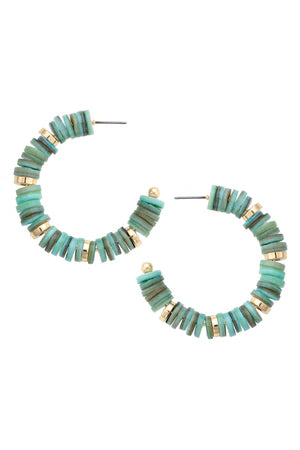 Sophia Shell Hoop Earrings in Seafoam