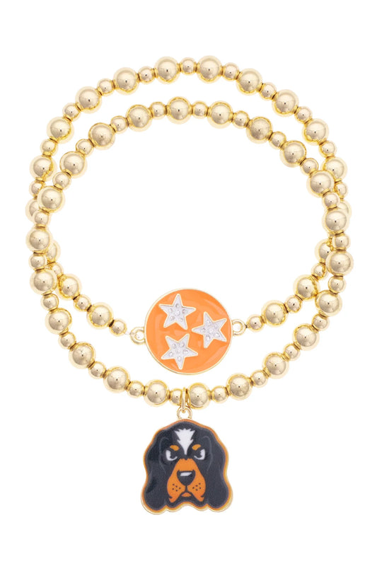 Tennessee Vols Ball Bead Bracelet Set of 2