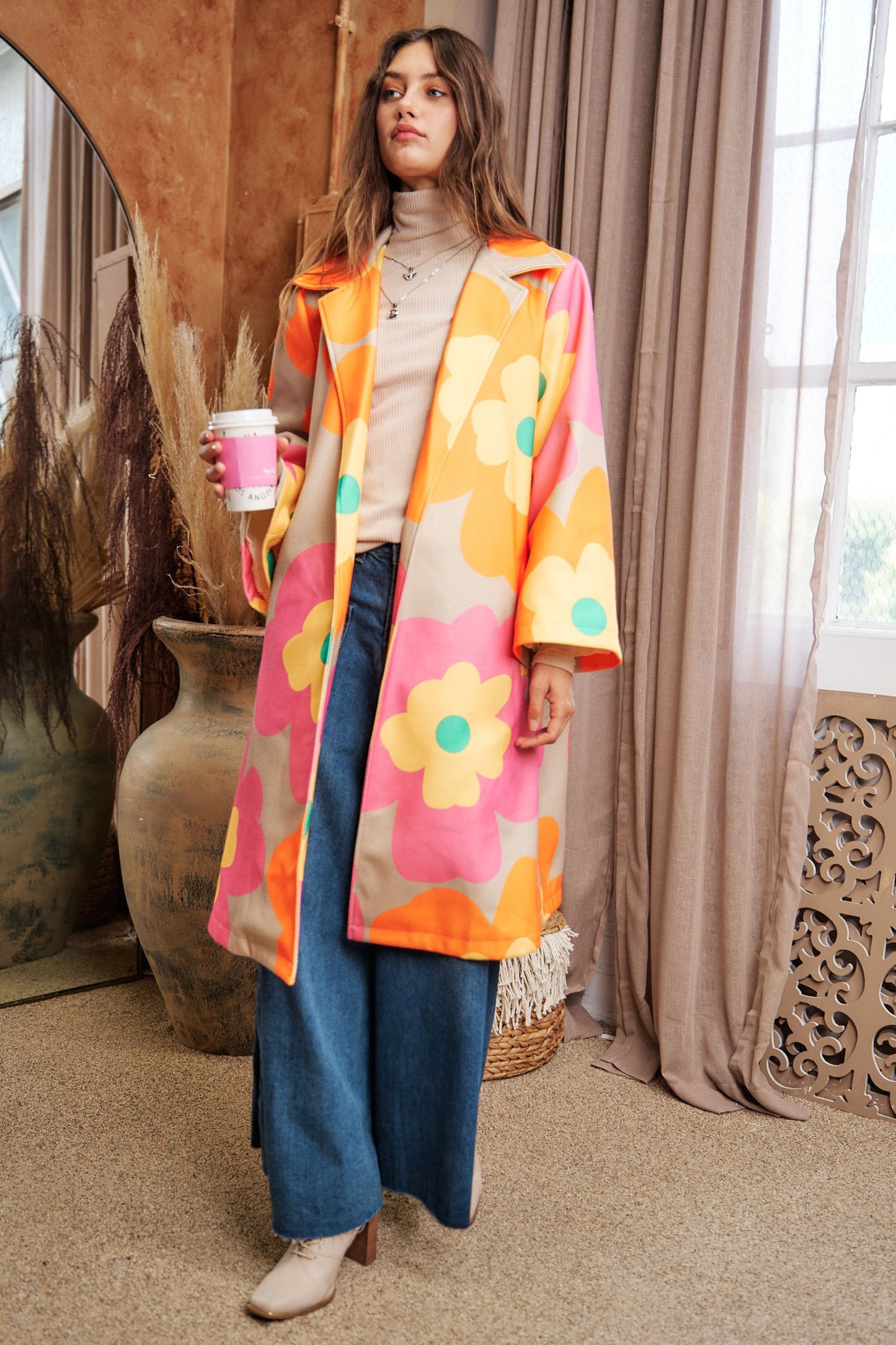 Retro Floral Overcoat