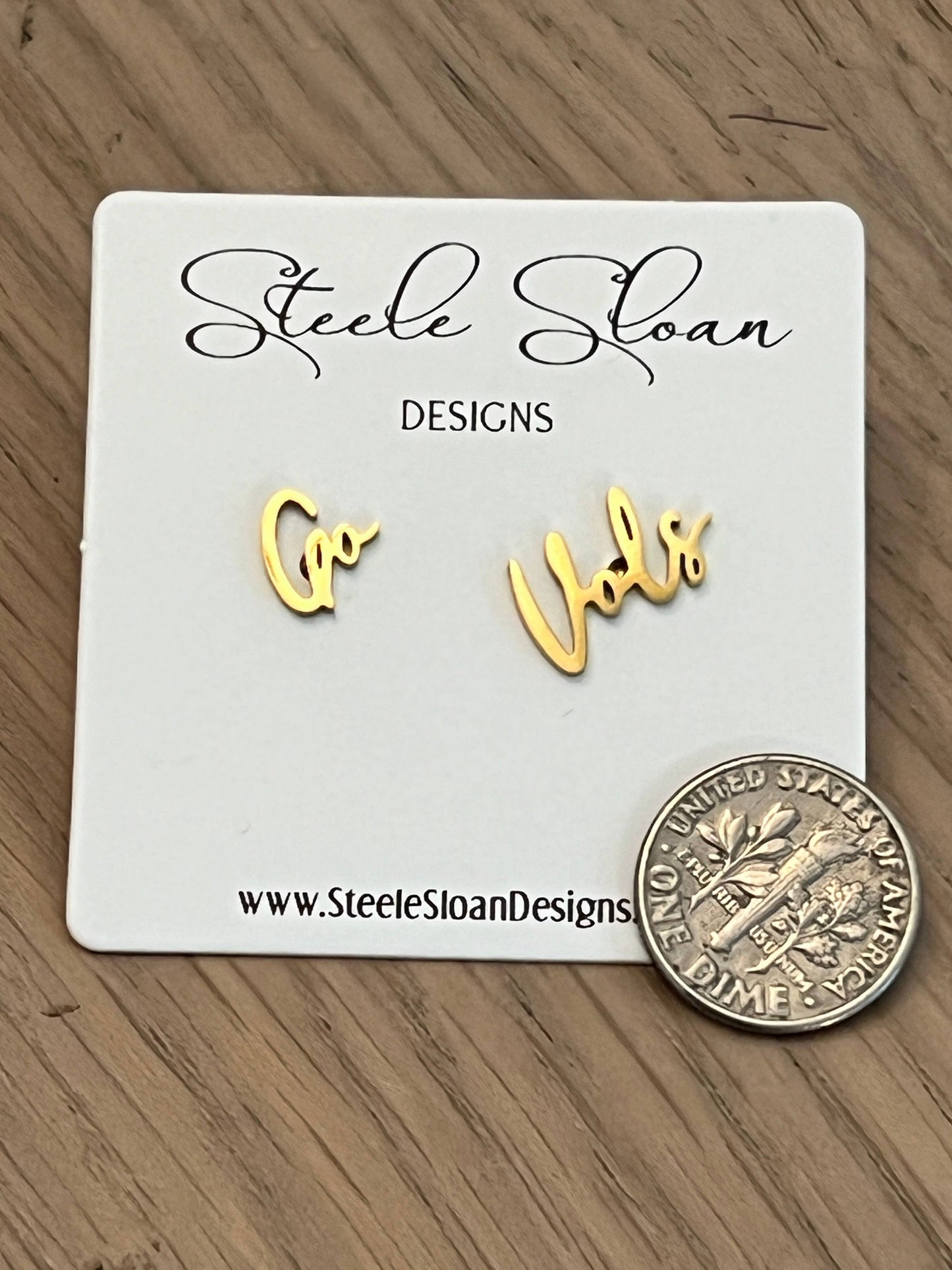 Go Vols Cute Game Day Gold Stud Earrings