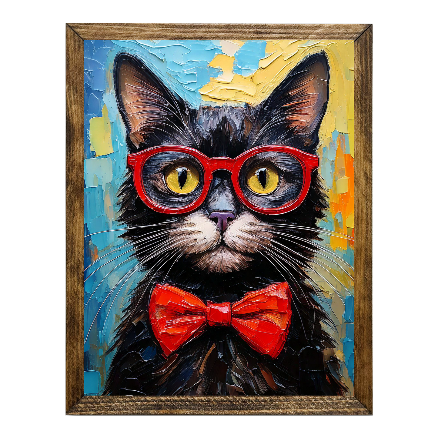 Jarmz Designs - ARTISTIC SERIES TIMBERLAND- ANIMALS WITH GLASSES BLACK CAT: 9"x11"
