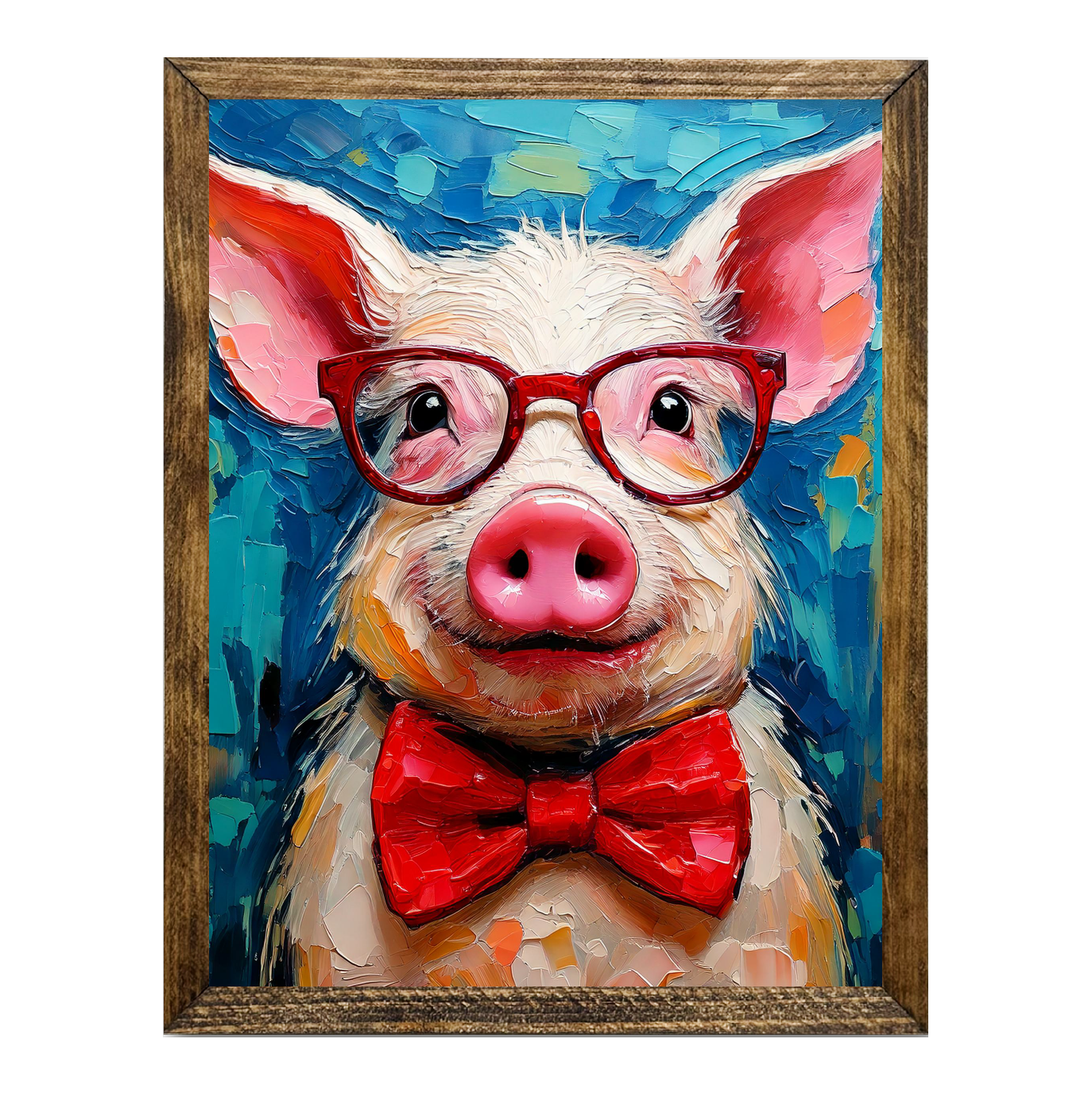 Jarmz Designs - ARTISTIC SERIES TIMBERLAND- ANIMALS WITH GLASSES PIGGY: 9"x11"