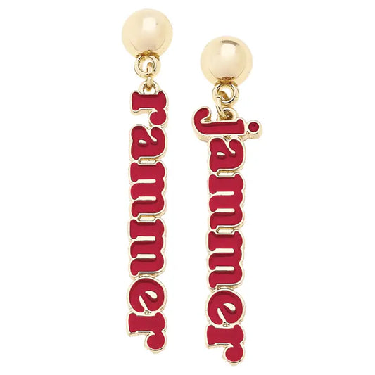 Alabama Crimson Tide Slogan Earrings in Crimson/Shiny Gold