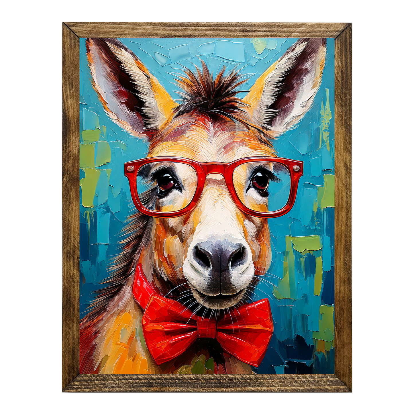 Jarmz Designs - ARTISTIC SERIES TIMBERLAND- ANIMALS WITH GLASSES DONKEY: 12"x15"
