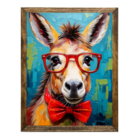 Jarmz Designs - ARTISTIC SERIES TIMBERLAND- ANIMALS WITH GLASSES DONKEY: 12"x15"