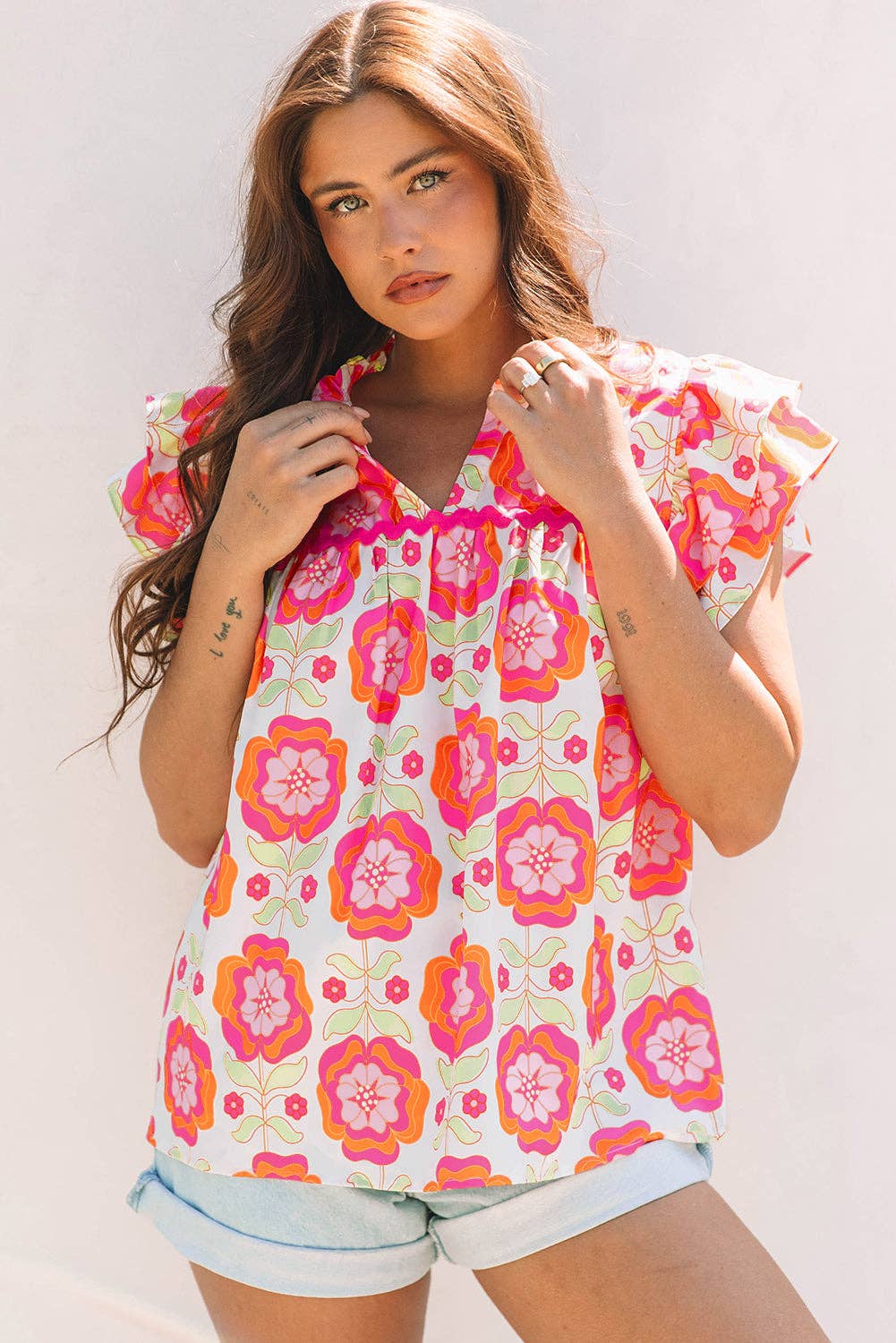 Rose Floral Ric-Rac Blouse
