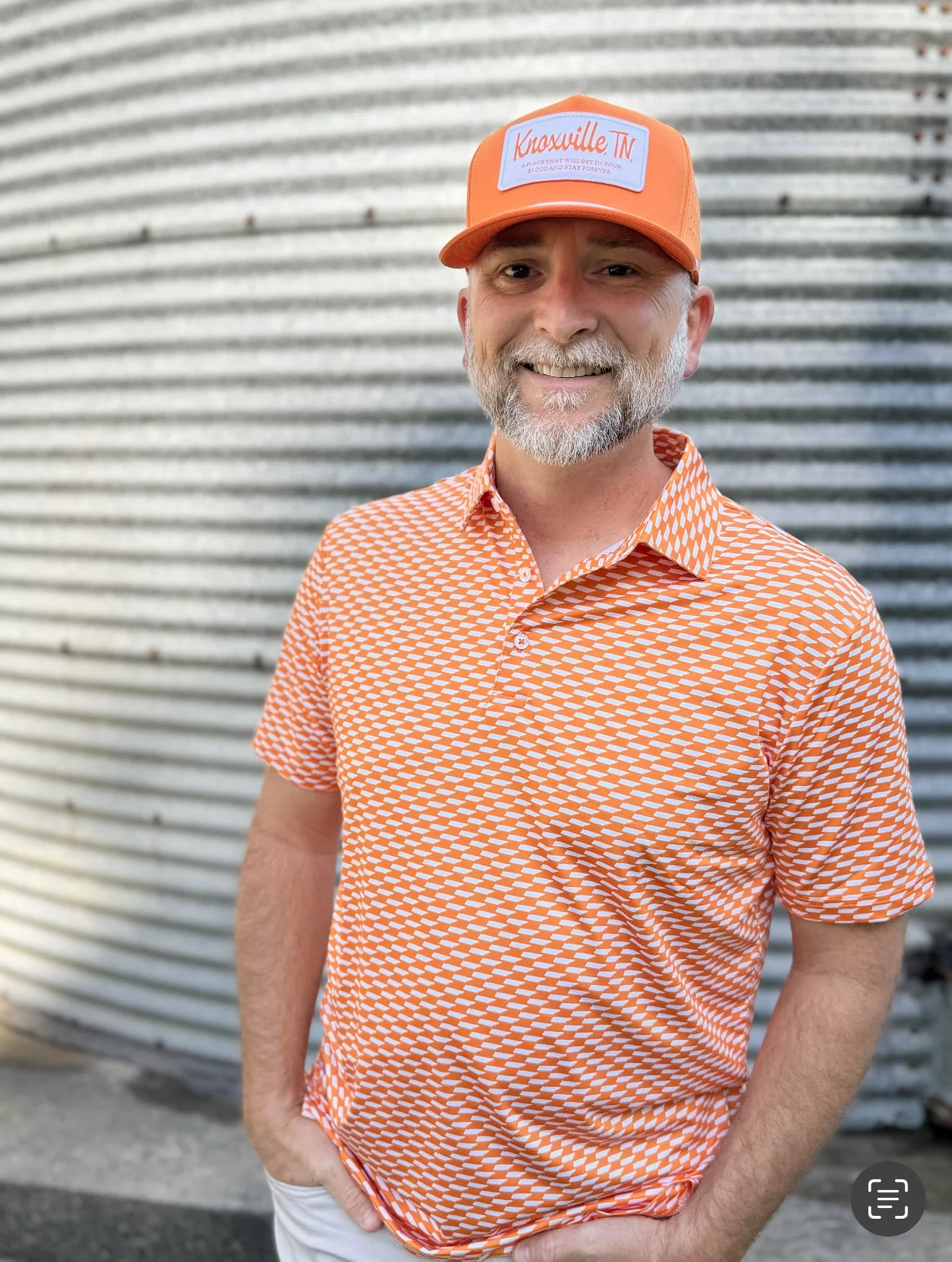 Orange and White State Polo