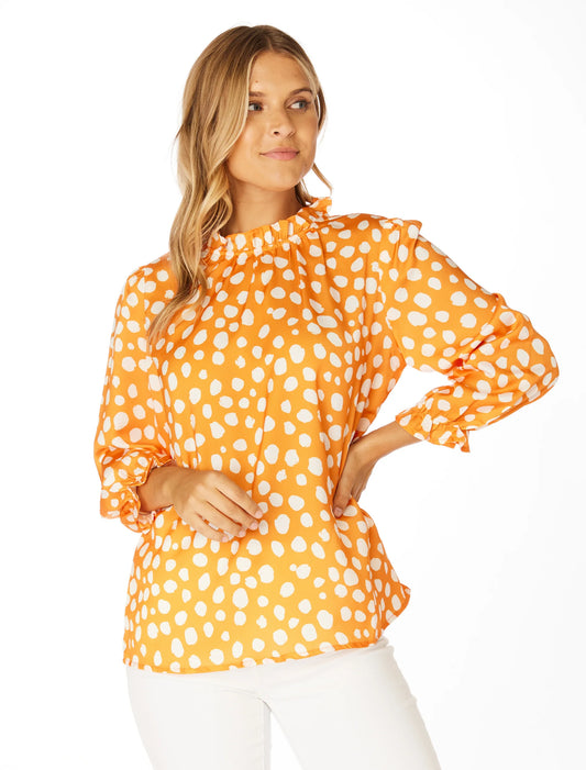 The Orange + White 3/4 Sleeve Blouse