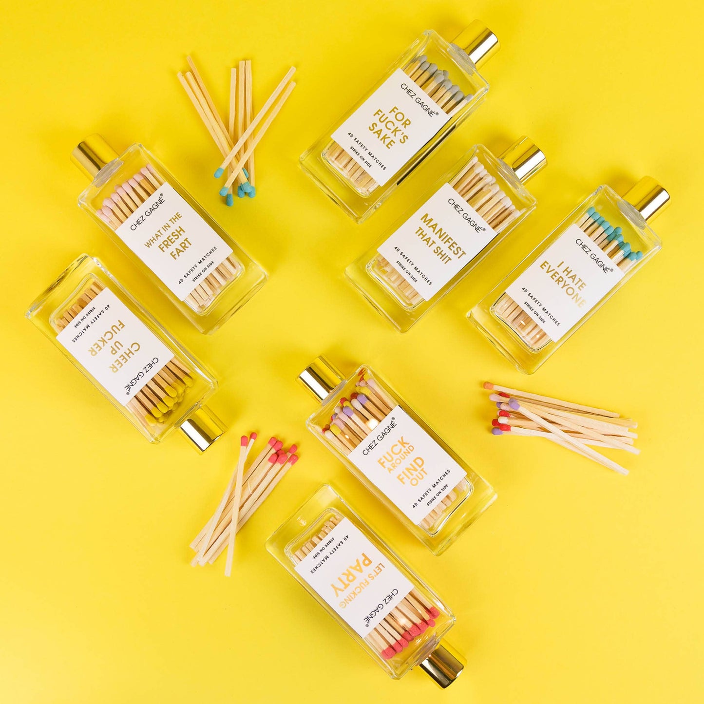Chez Gagné - What In The Fresh Fart Matches - Glass Bottle Matchsticks - Light Pink