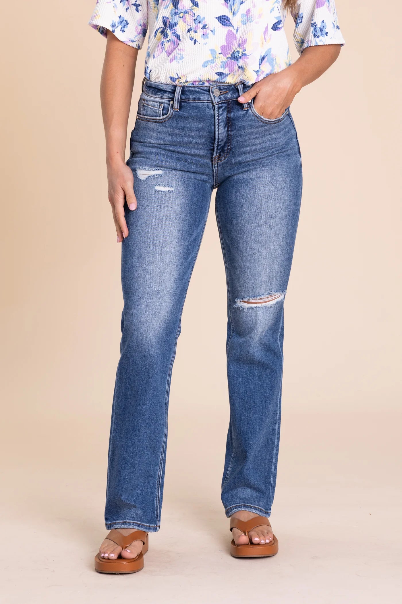 Risen High Rise -Ankle Straight Jeans