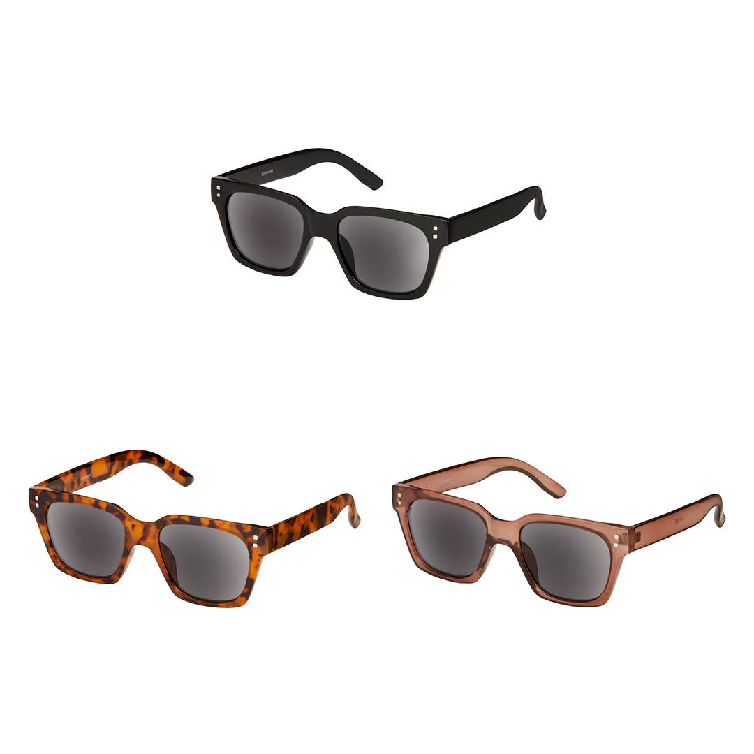 Blue Gem Sunglasses Inc - 1974 Readers - Oversized Rectangle Sun-Tinted Readers