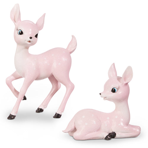 8.25" PINK RETRO DEER SET OF 2