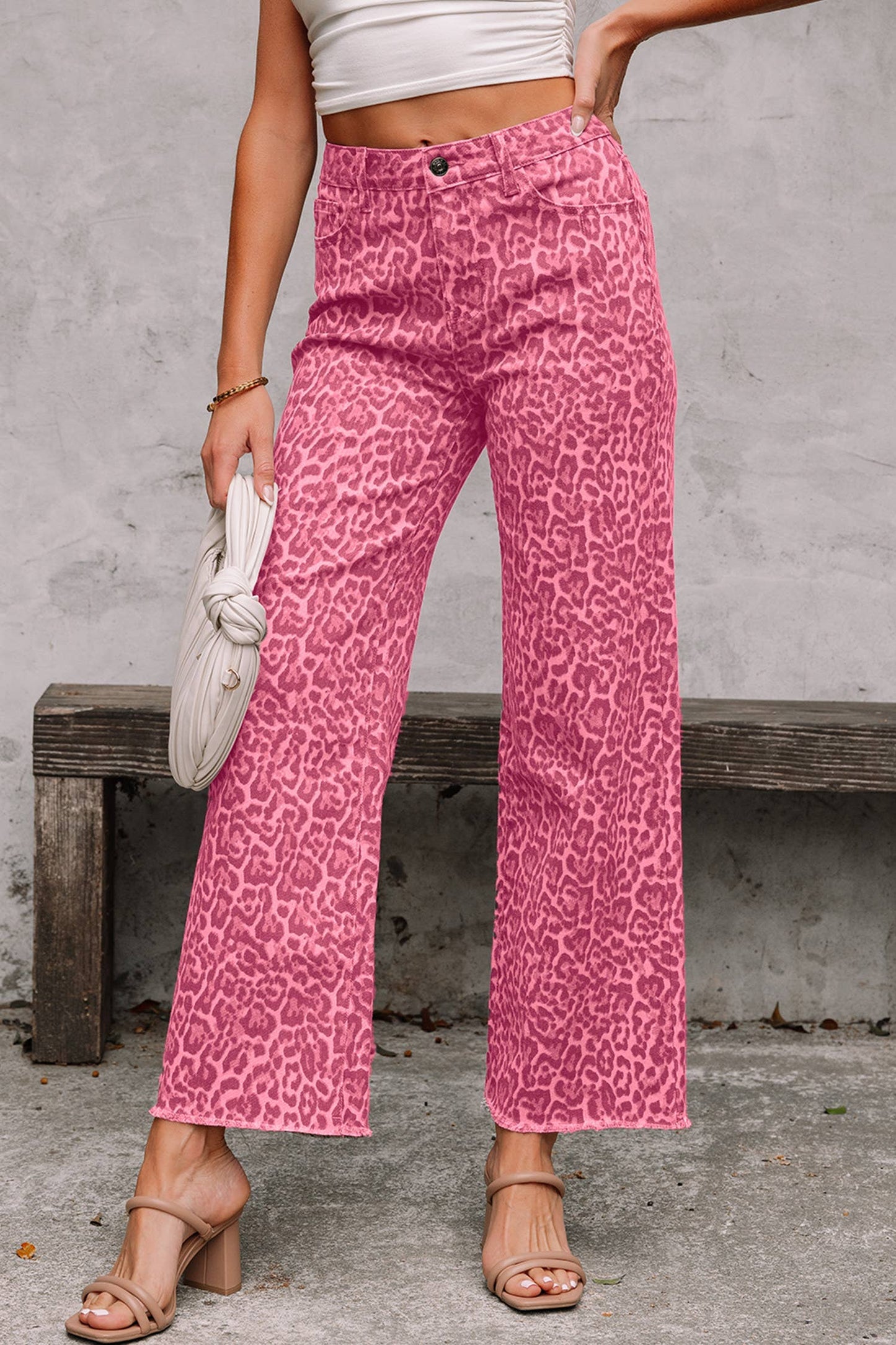 Brown Leopard Wide Leg High Waist Jeans