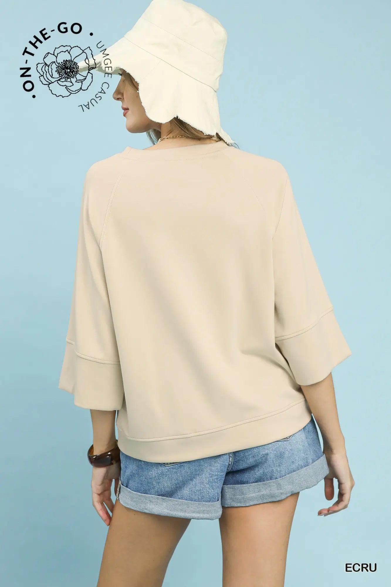 3/4 Sleeved Drop Shoulder Top