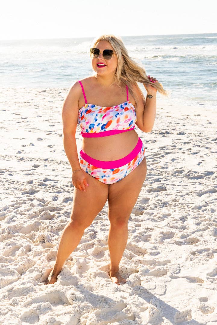 GRACE+EMMA by Southern Grace - Abstract Multi Colorful Two-piece Swimwear Set: Multi / X-Large