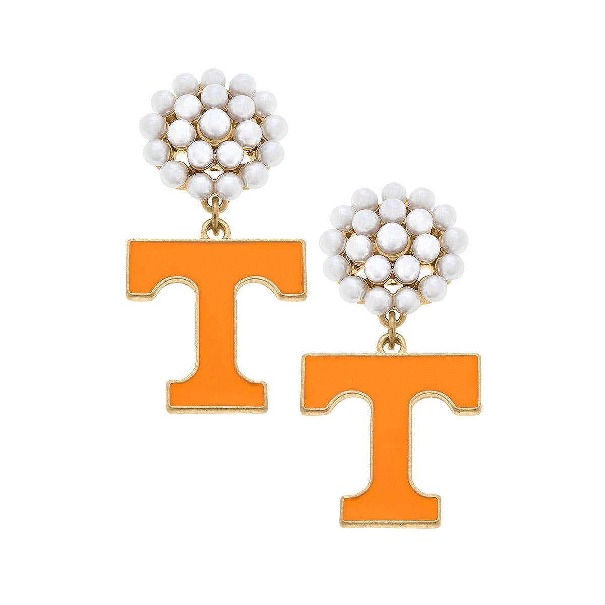 Canvas Style - Tennessee Volunteers Pearl Cluster Enamel Drop Earrings