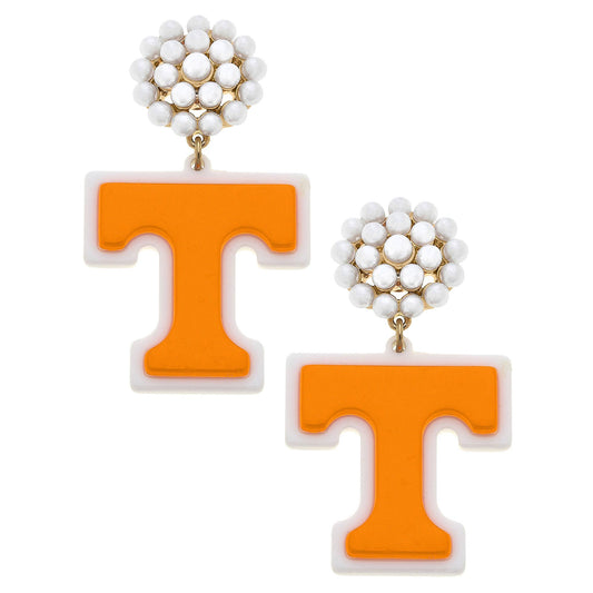 Canvas Style - Tennessee Volunteers Pearl Cluster Resin Logo Earrings