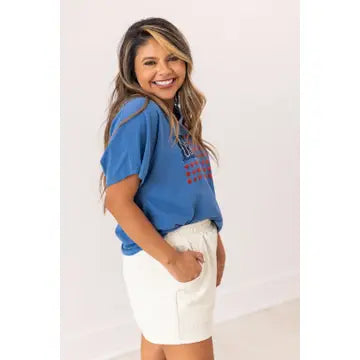 USA Flag Glitter Stars Top