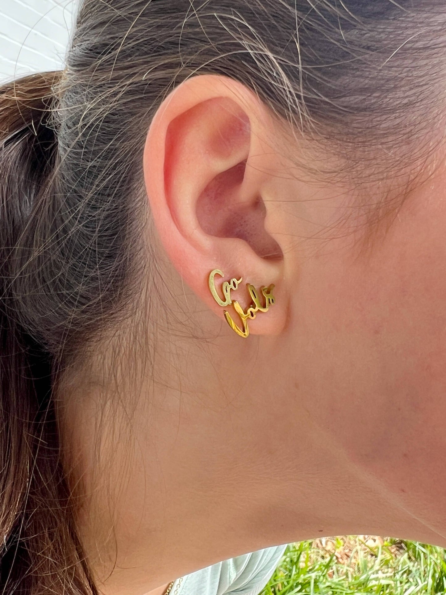 Go Vols Cute Game Day Gold Stud Earrings