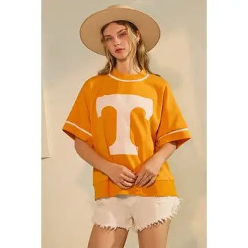 White TN oversized game day short-sleeve sweatshirt curvy