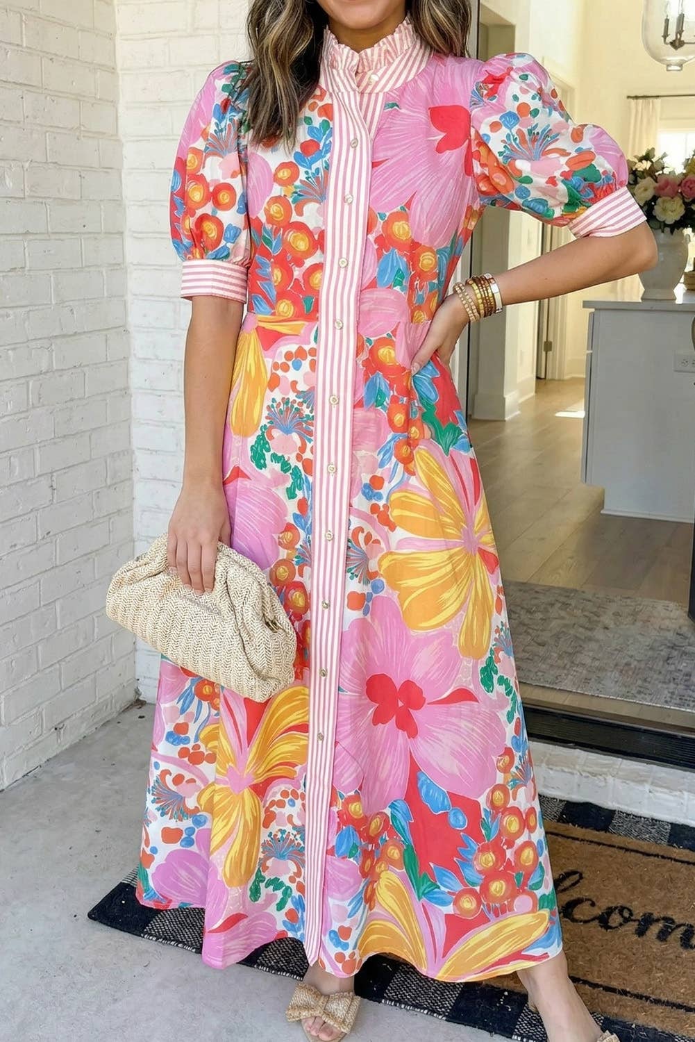 Floral Striped Vacation Dress
