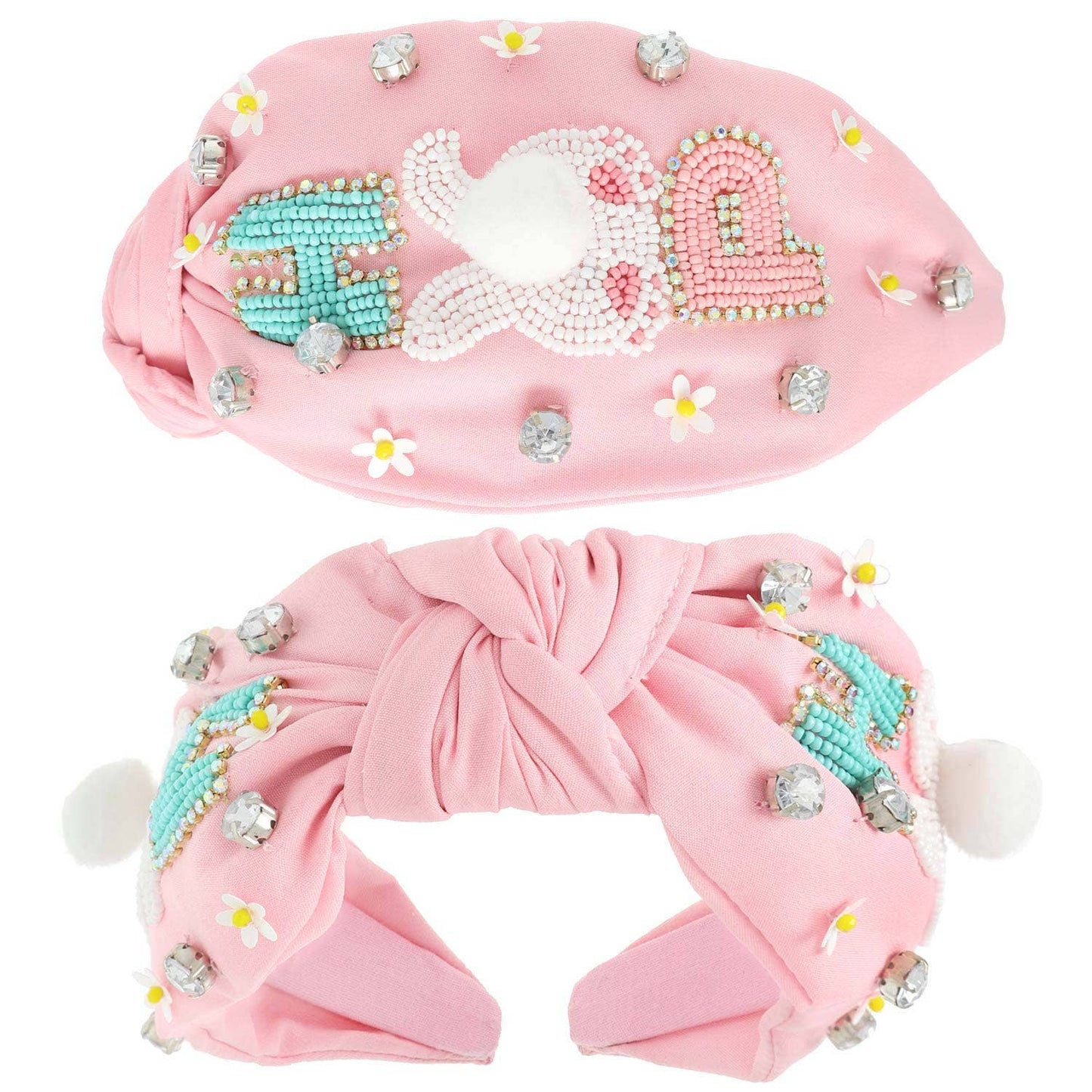 Sophia Collection - Hop Easter Bunny Beaded Top Knotted Headband