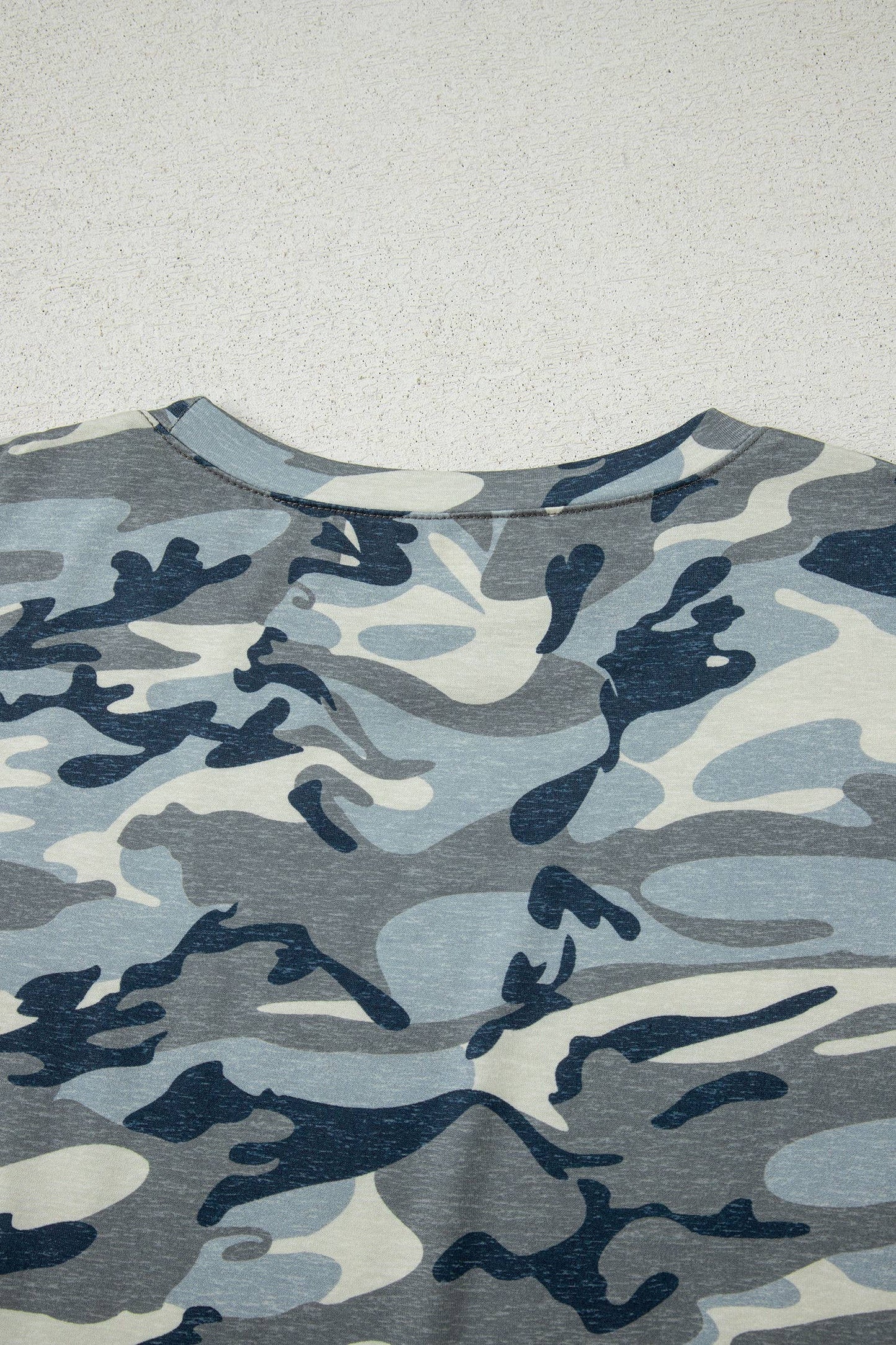 Camouflage Print Crew Neck T Shirt-L