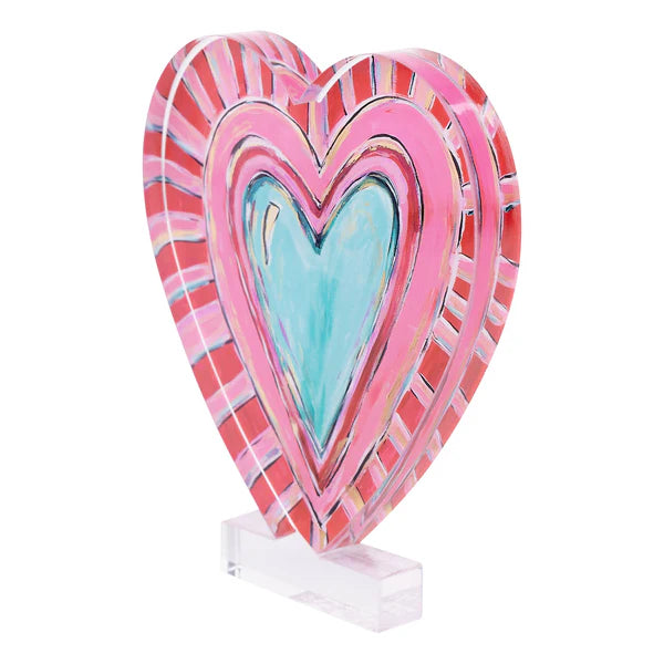 Acrylic Striped Heart Stand
