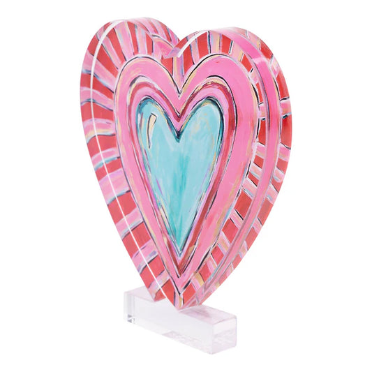 Acrylic Striped Heart Stand