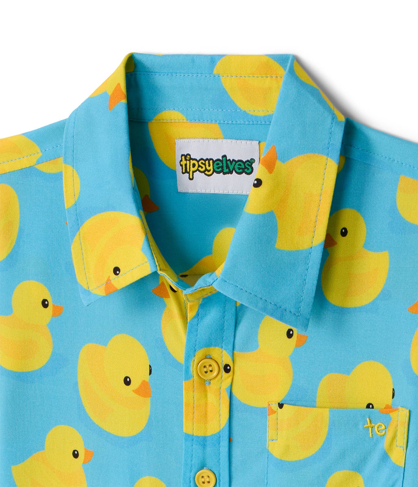 Tipsy Elves - Kid's Rubber Ducky Hawaiian Shirt - Youth Button Down: M (8)